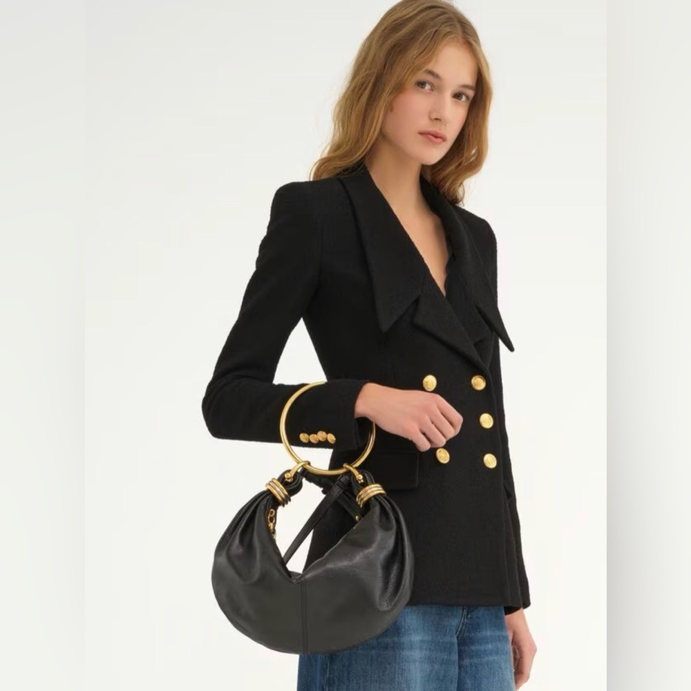 Black Leather Hobo Bracelet Bag - Picture 2 of 4